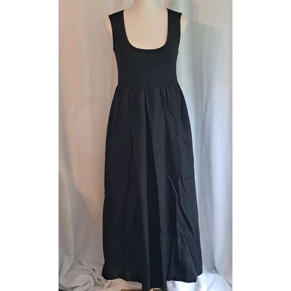 J.Crew Scoopneck Mixy Dress Black Maxi Sleeveless CN606 Size M NWT $148 - Picture 3 of 10